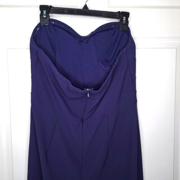 VENUS Blue Strapless Capri Jumpsuit Lace Embroidered Size 14 - Picture 4 of 7